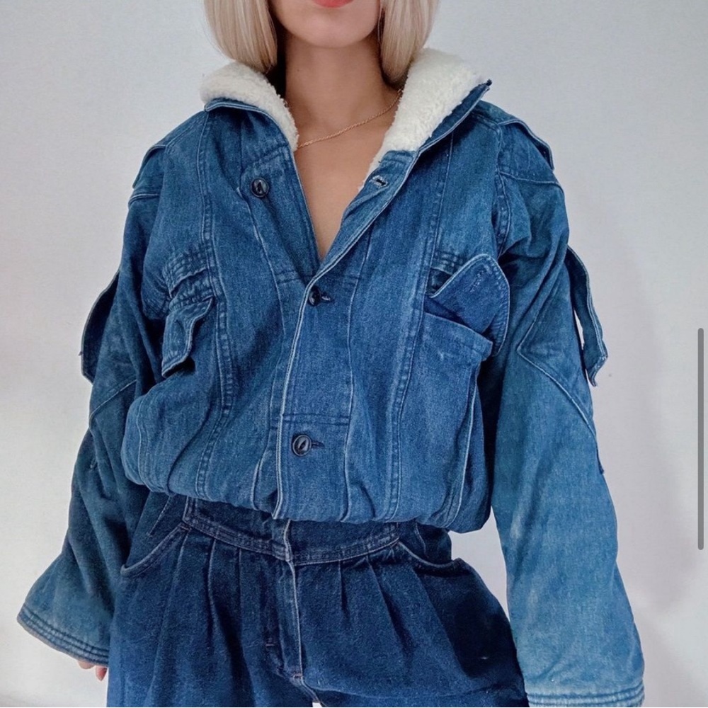 Rare Oversized Vintage Denim Bomber Jacket